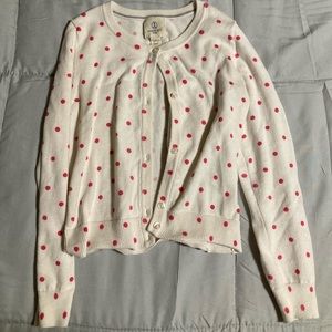 Lands End pink polka dot kids cardigan
